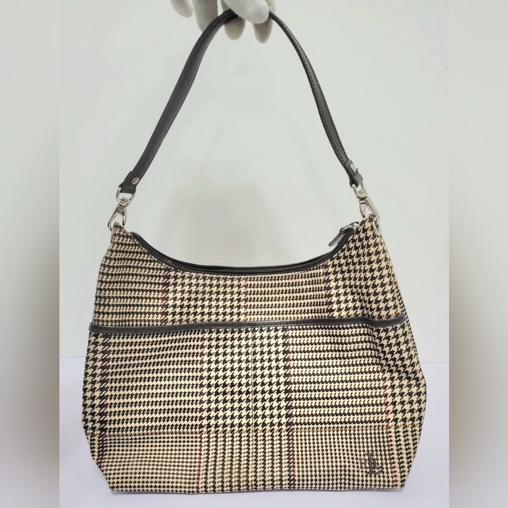 Vtg🌺Ralph Lauren🌺 Houndstooth Brown/Tan Shoulder Bag